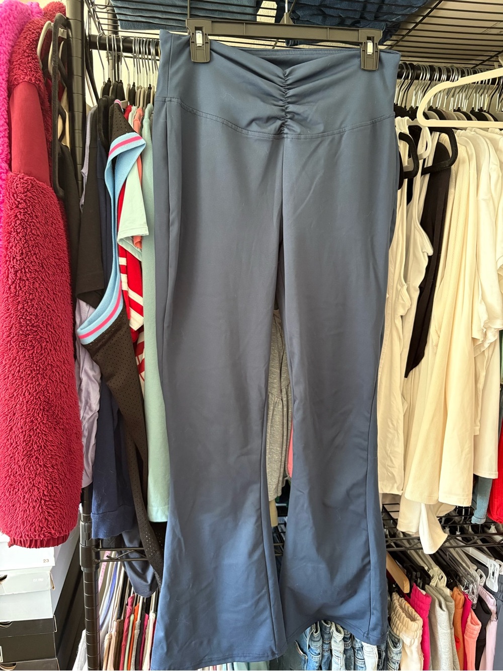a new day Navy Bootcut Ruched Waist Yoga Pants